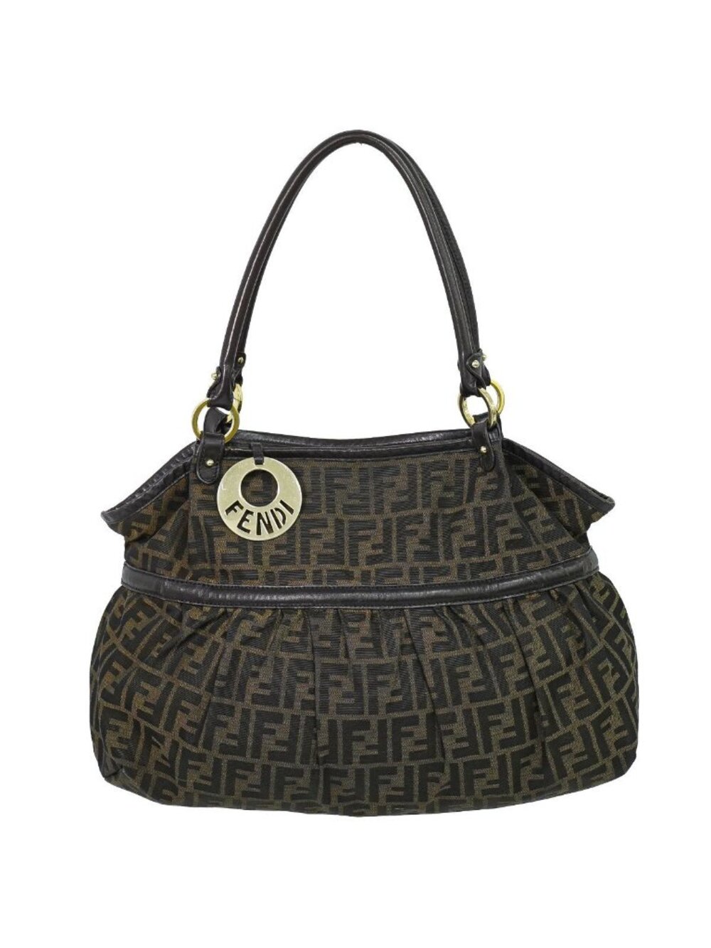 Fendi Zucca Shoulder Bag Canvas Brown